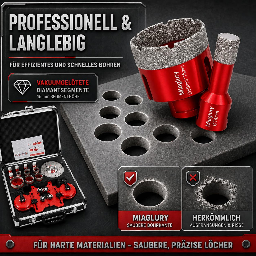 M14 Diamant Fliesenbohrer Set 15mm Segmenthöhe 13tlg, 13tlg