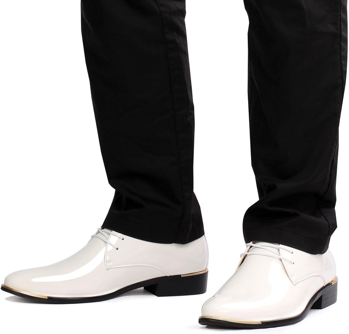Herren Lederschuhe Lackschuhe Derby Schnürhalbschuhe Oxford Hochzeit Schuhe 38-48 41 EU Weiss, 41 EU