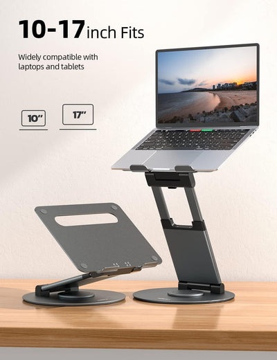 NULAXY Ausziehbare Laptop Ständer mit 360 Drehbarer Basis, Ergonomischer Laptopständer Höhenverstell