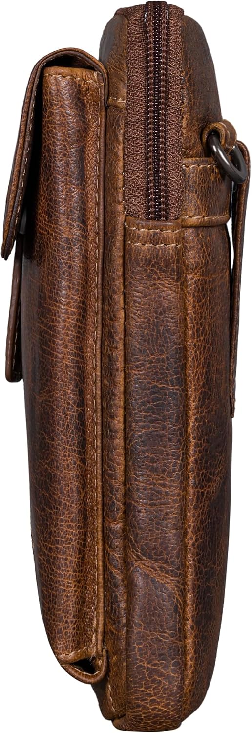 STILORD Mael 2-in-1 Umhängetasche Herren Leder Handytasche zum Umhängen Gürteltasche Brusttasche - S