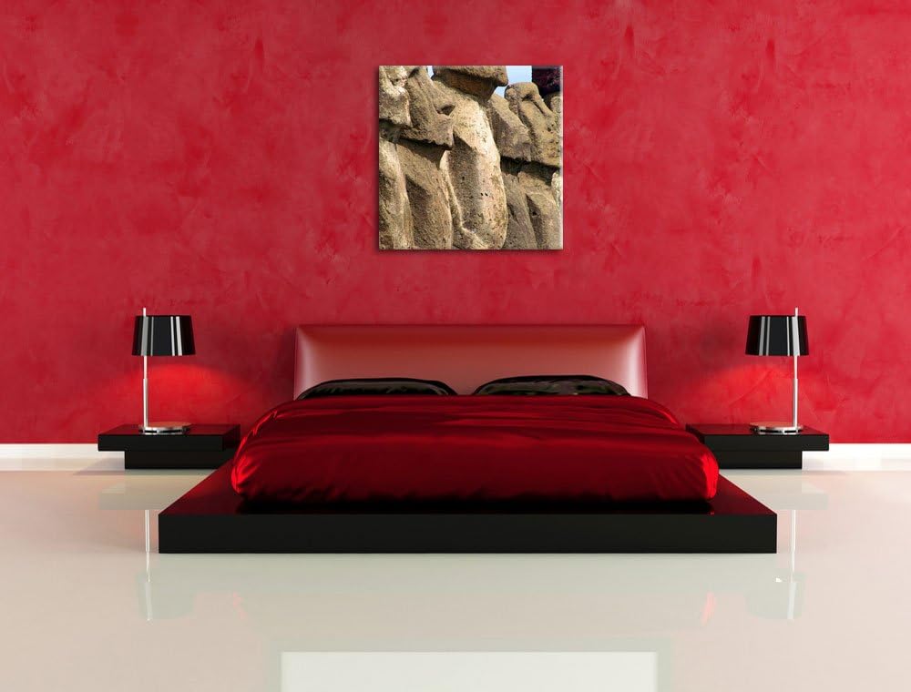 Pixxprint Osterinseln Statuen Detailansicht als Leinwandbild/Grösse: 70x70 cm/Wandbild/Kunstdruck/fe
