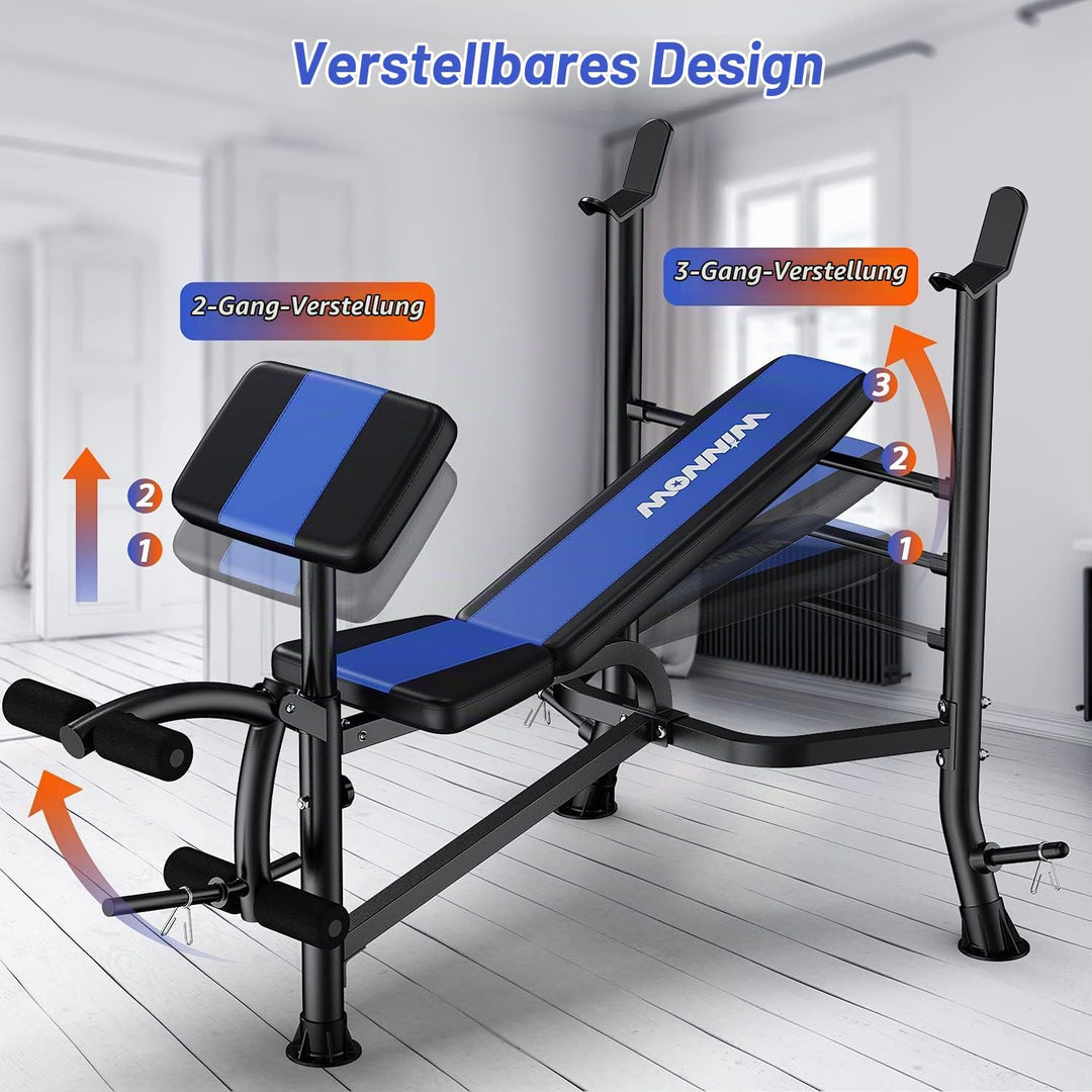 WINNOW Verstellbare Hantelbank mit Beinstrecker und Preacher Curl Heimtraining Fitnessstudio Gewicht
