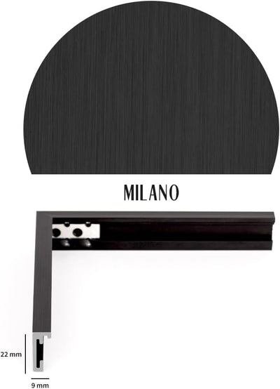 Bildershop-24 Bilderrahmen Milano Aluminium Alubilderrahmen 40 x 40 cm Schwarz (matt) Fotorahmen, We