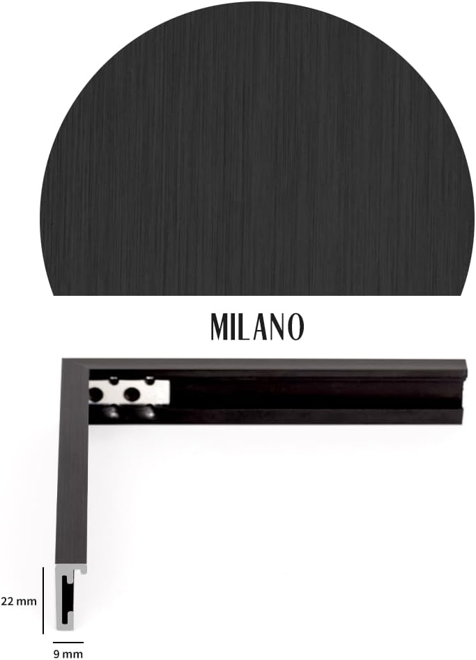 Bildershop-24 Bilderrahmen Milano Aluminium Alubilderrahmen 40 x 40 cm Schwarz (matt) Fotorahmen, We