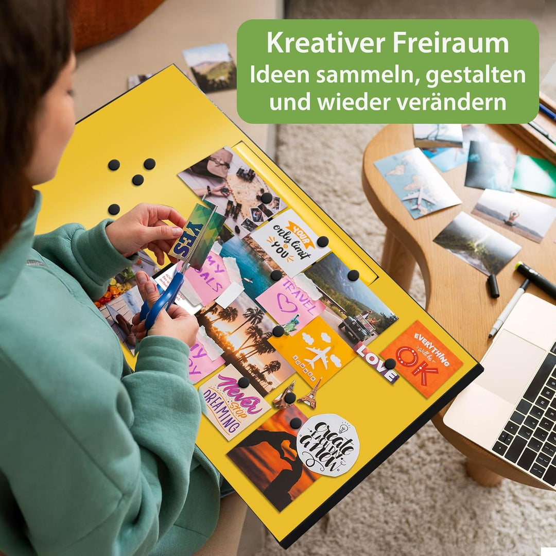 banjado Magnettafel schwarz 78 x 37cm / Magnetwand Metall/Magnetpinnwand als Memoboard/Pinnwand Magn
