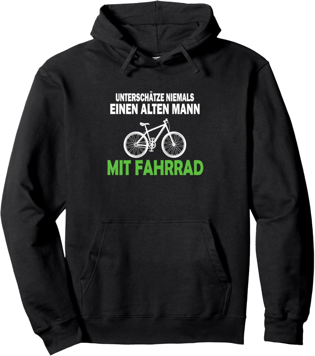 Unterschätze niemals einen alten mann mit Fahrrad Pullover Hoodie