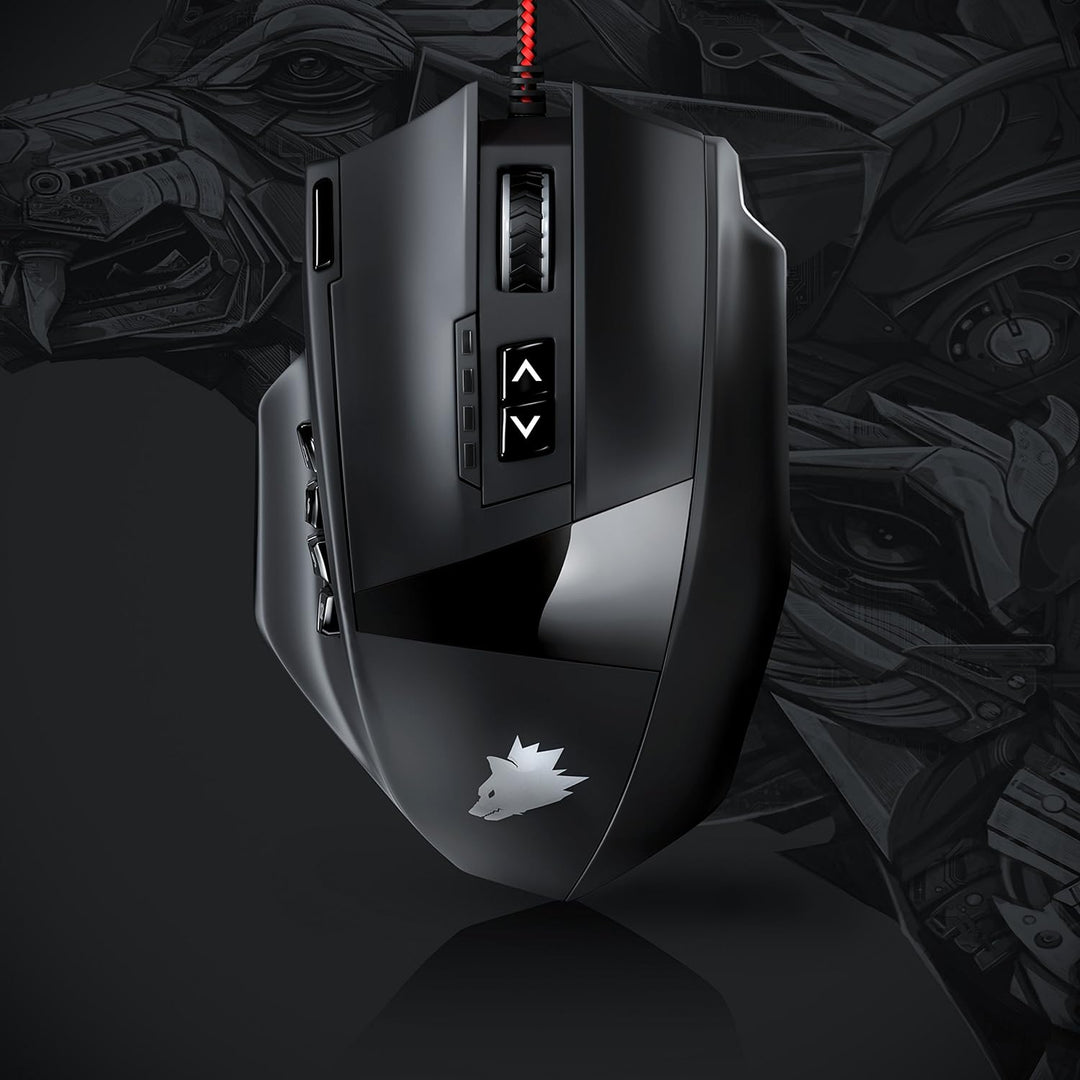 Titanwolf - 16400 DPI USB Laser Gaming Mouse - 18 Tasten - 16400 DPI - konfigurierbare LED-Farb-Bele