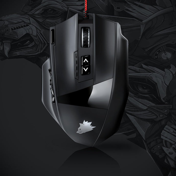 Titanwolf - 16400 DPI USB Laser Gaming Mouse - 18 Tasten - 16400 DPI - konfigurierbare LED-Farb-Bele