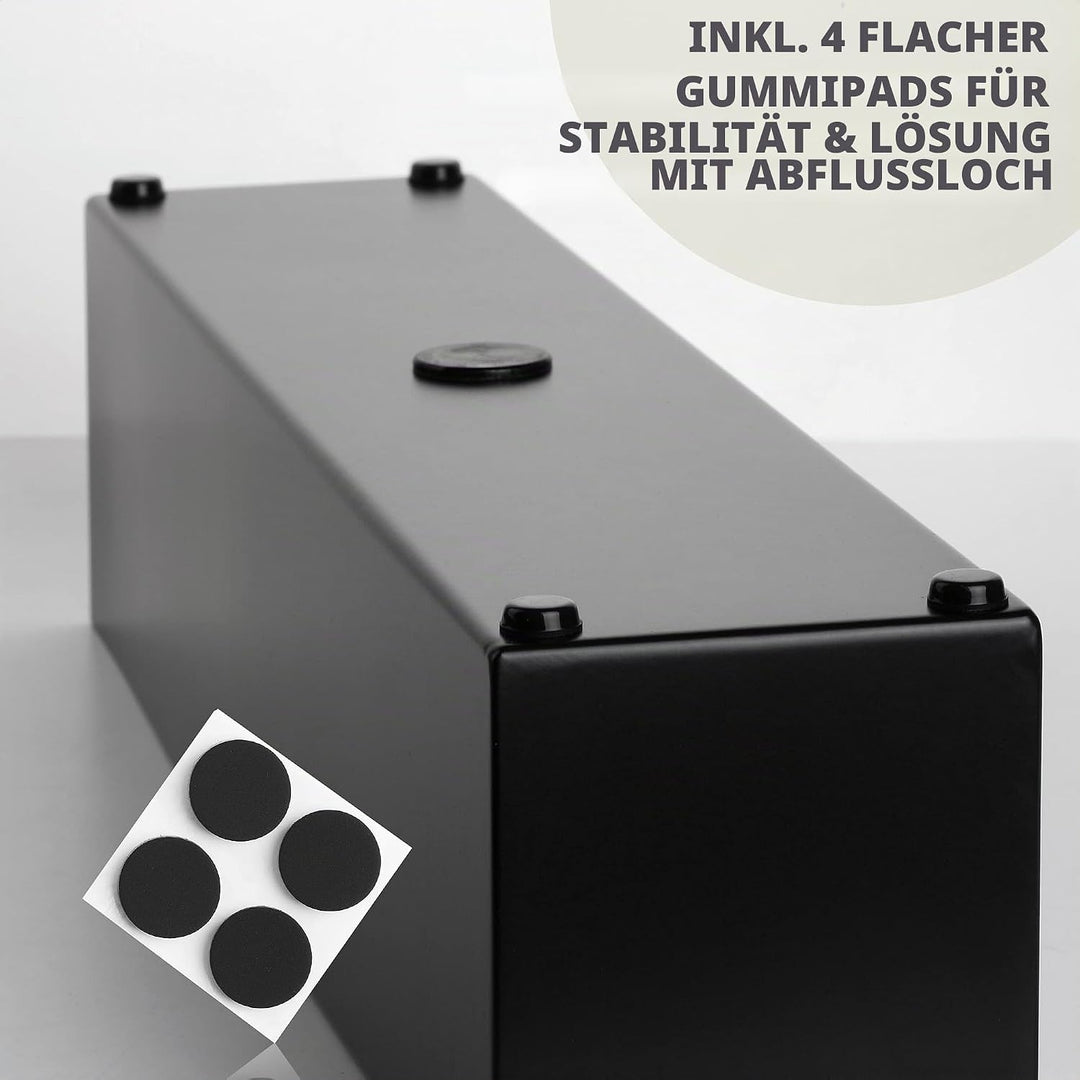 DR&Co Moderner, schwarzer Tropf-Pflanztopf,Kleiner rechteckiger Pflanztopf für Schreibtisch oder Fen