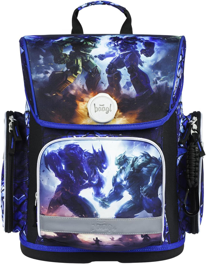 Baagl Schulranzen Jungen Mädchen Set 3 Teilig, Ergo Schultasche für 1. Klasse, Ergonomische Grundsch