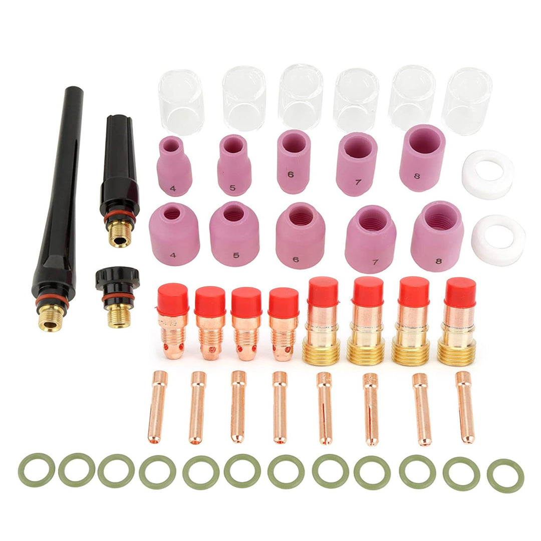 WIG Collets Keramik-Düsen für WP 17 18 26 Tigerschweisslampen, 49 Stück TIG Gas Lens und Pyrex Kit