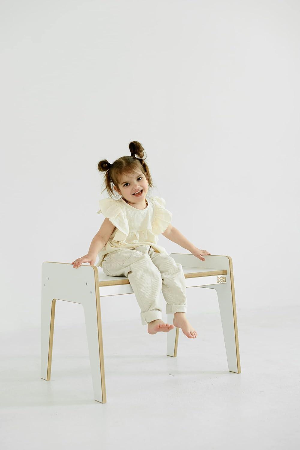 Babywood Tisch und Stuhl für Kinder, Kinderschreibtisch Set mit Stuhl aus Holz, sicherer Spieltisch