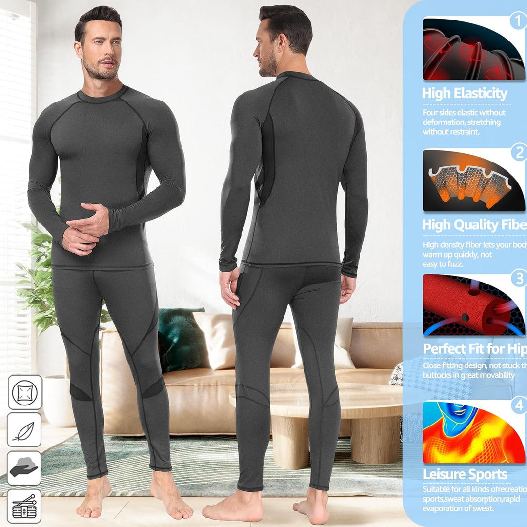 UNIQUEBELLA Thermo Unterwäsche Set, Funktionswäsche Herren Skiunterwäsche Winter Suit Ski Thermo-Unt