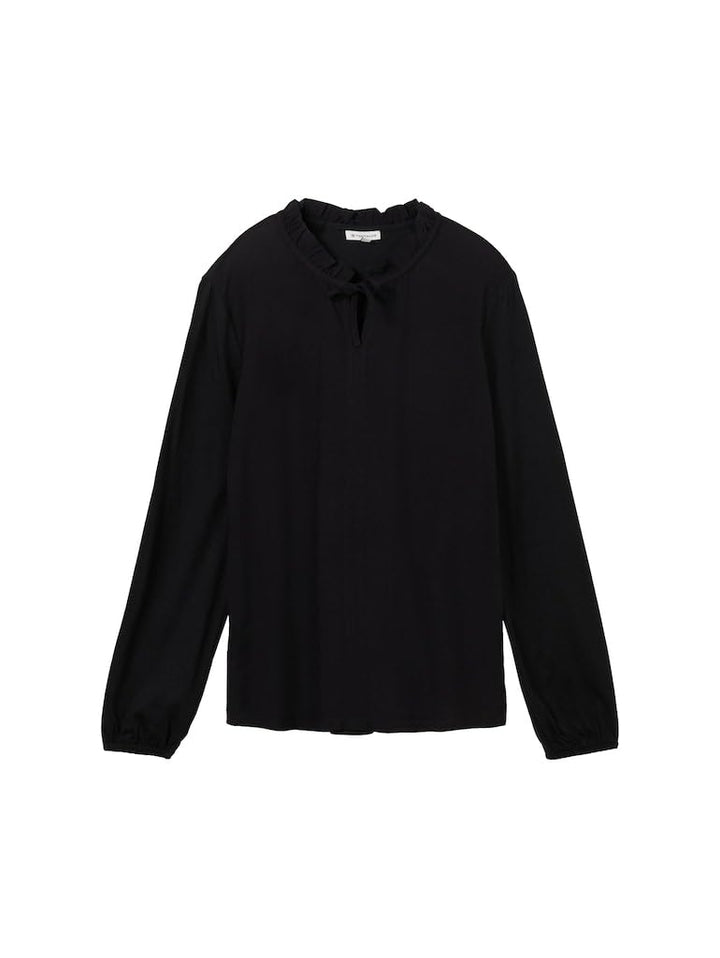 TOM TAILOR Damen Longsleeve T-Shirt S 14482 - Deep Black, S 14482 - Deep Black