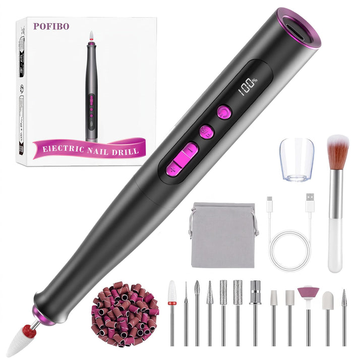 POFIBO Nagelfräser Kabellose 35000 U/Min - Professioneller Nail Drill für Gelnägel und Acrylnägel, E