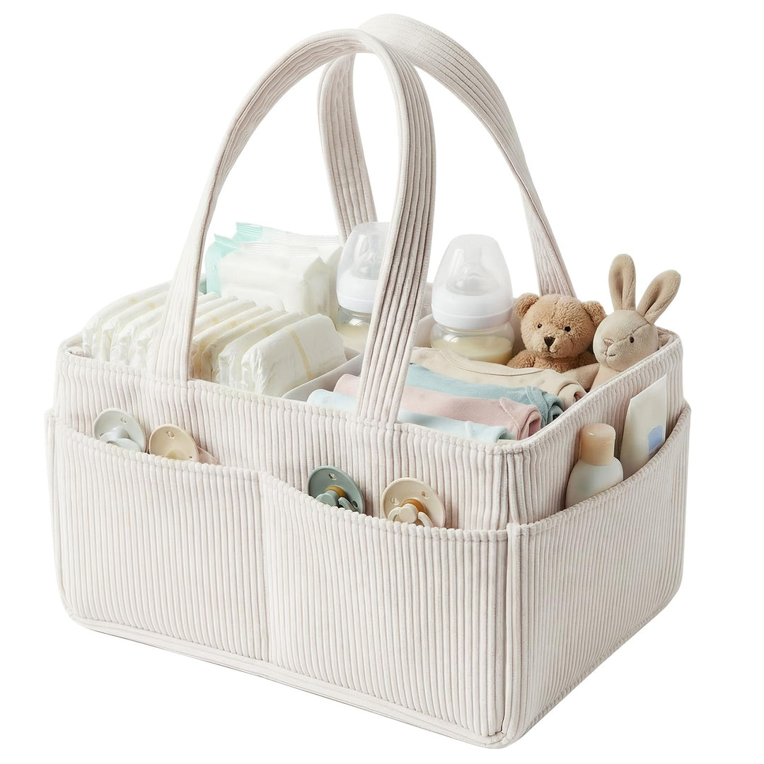 Wickeltisch Organizer, Wickelkorb für die Wickelstation,Cord Stilvoller Wickelorganizer für Babybeda