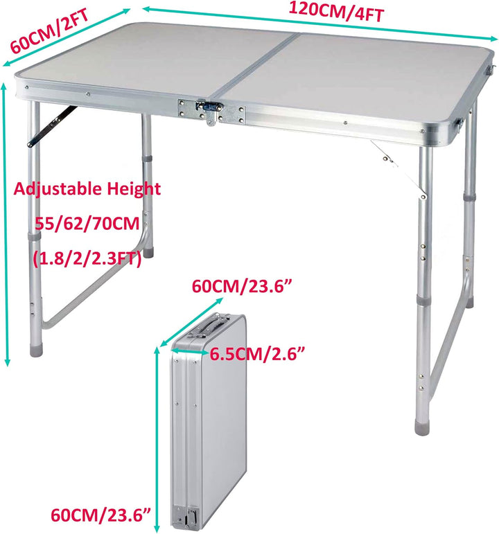 Klapptisch, 122 cm, für PC, Laptop, Büro, Arbeitszimmer, Outdoor, Picknick, Camping, Esstisch, Gamin