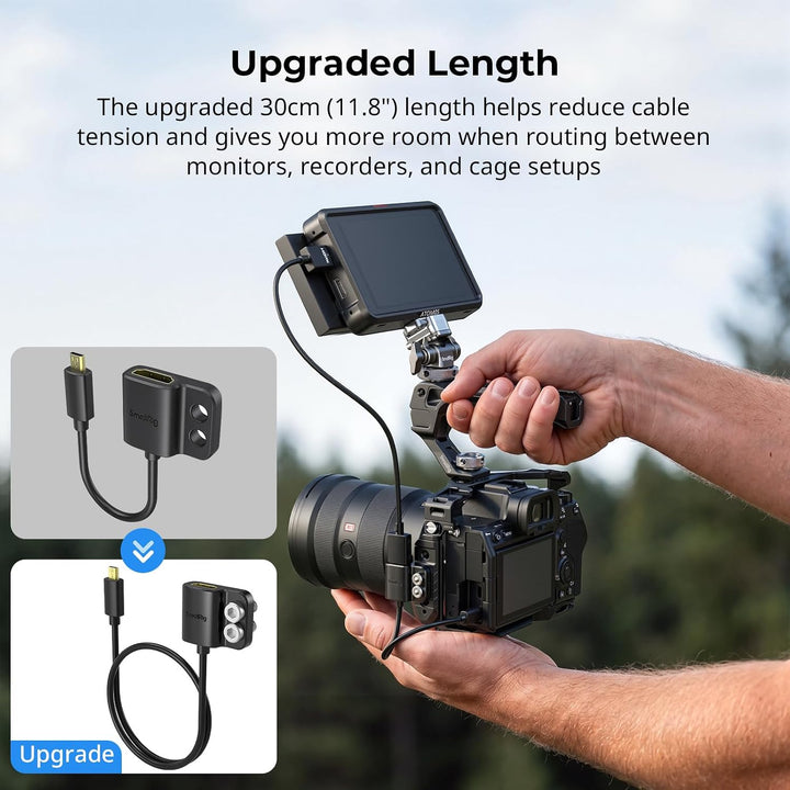 SMALLRIG Datenkabel Ultra-Slim 4K 60Hz Micro-HDMI auf Full-Size HDMI Adapterkabel mit zwei 1/4"-20 S