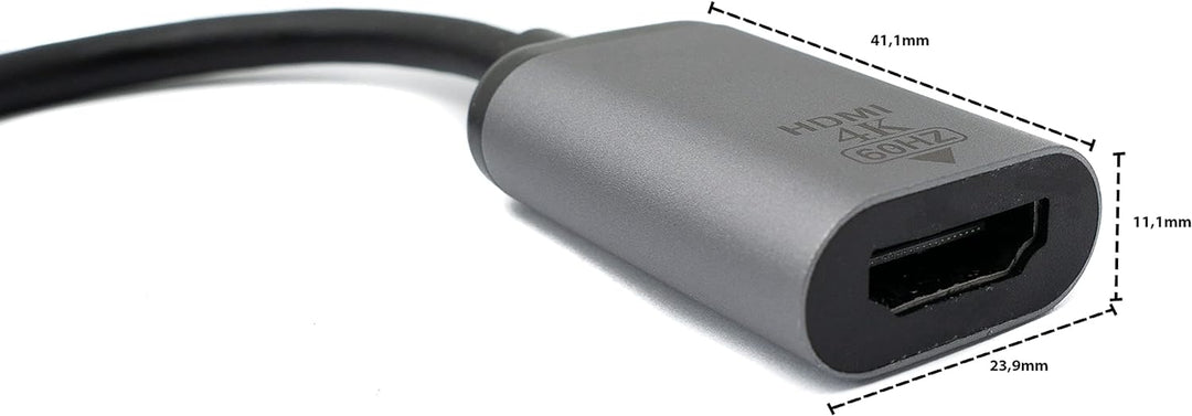 System-S HDMI Kabel 15 cm 4K Standard Buchse zu USB 3.1 Typ C Stecker Adapter in Grau