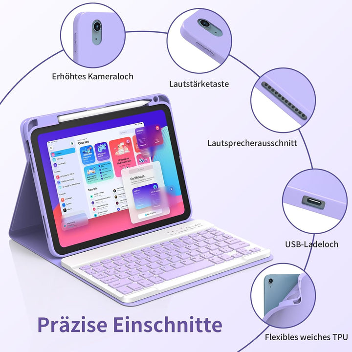 GAOJIE Tastatur Hülle für iPad A16 11 Generation 11 Zoll 2025/10 Generation 10,9 Zoll 2022, Schutzhü