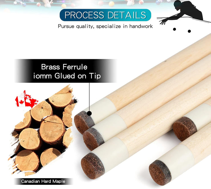 Teekerwan Billardqueue-Set, 13 mm Spitze, Hartholz, kanadischer Ahorn, professioneller Billard-Queue