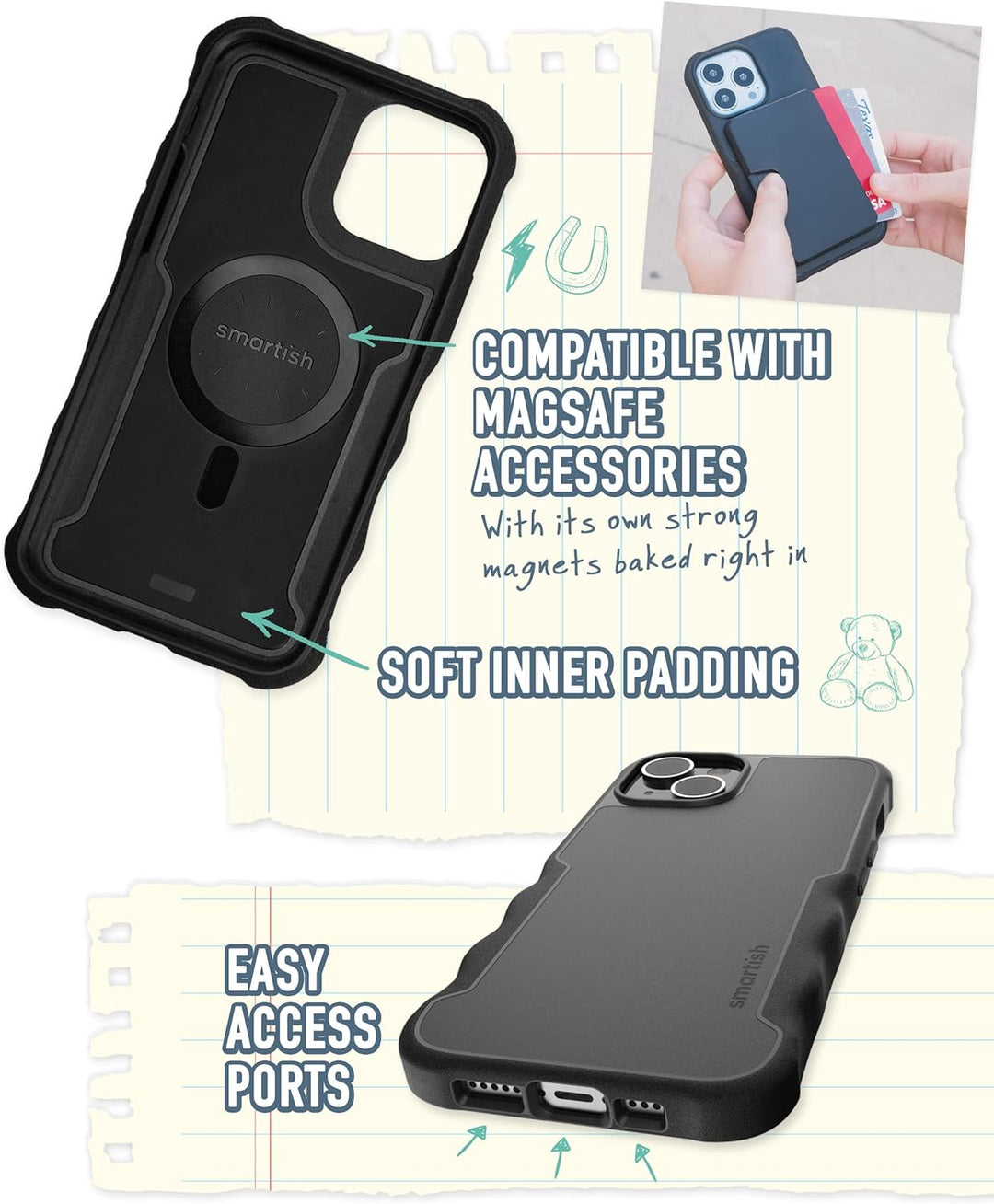 Smartish iPhone 14 Schutzhülle - Gripzilla Kompatibel mit MagSafe [Robust + Tough] Gepanzerte Slim C