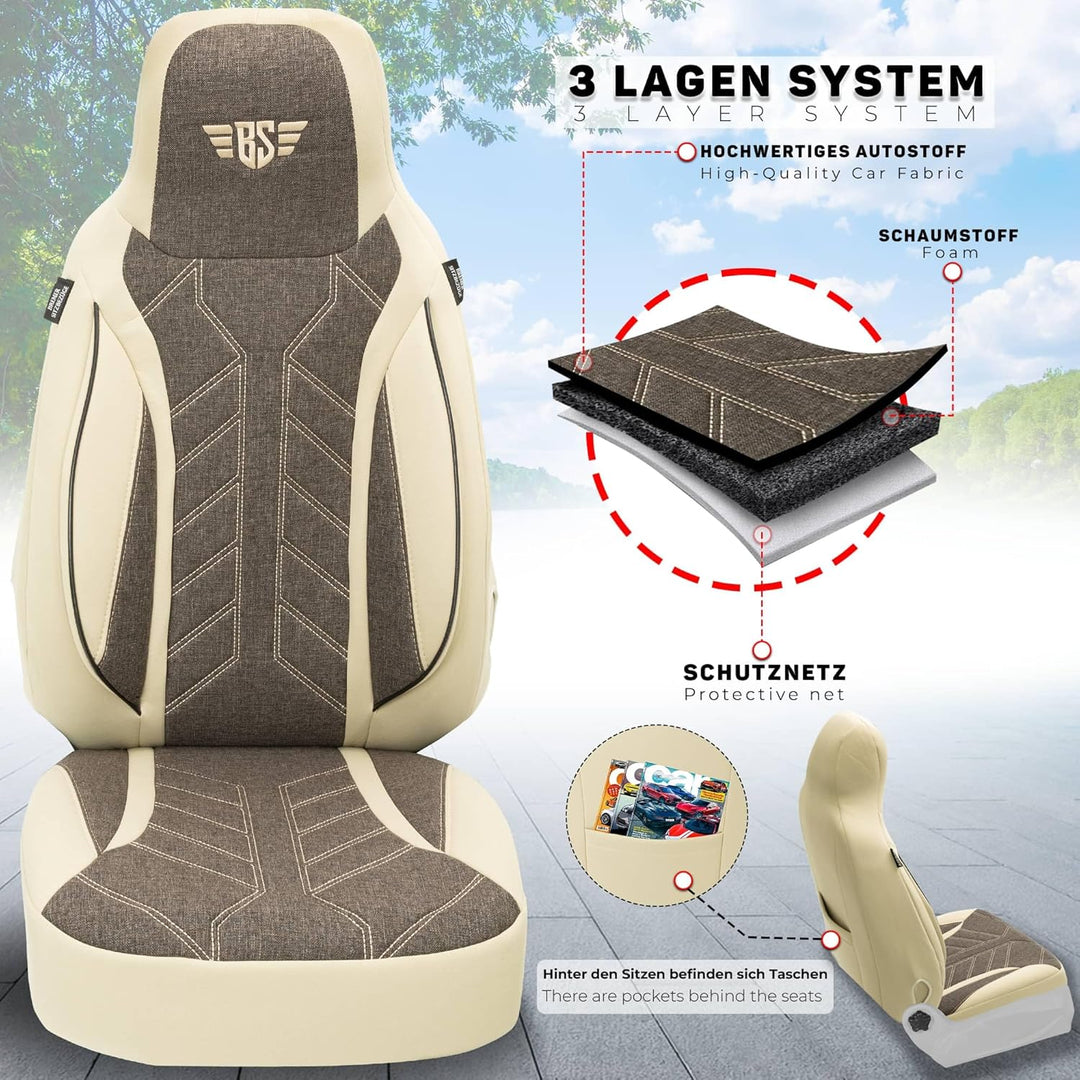 BREMER SITZBEZÜGE Mass Sitzbezüge Schonbezüge für Skoda Rapid PLKT211 PLKT211 - Beige/Braun Rapid, P