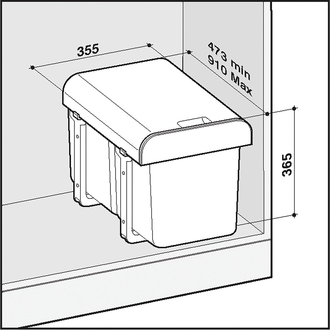 EKOTECH Einbau-Abfallsammler Ekko 40 1 x 16/2 x 8 Liter Kunststoff Grau ausziehbar 1 x 16 / 2 x 8 Li