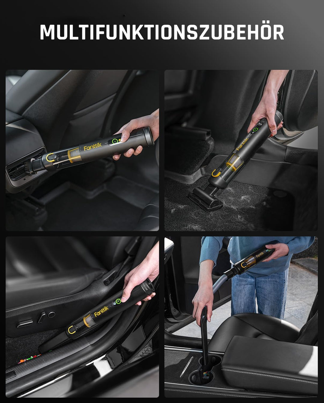 Fanttik Slim V10 Apex Kabelloser 4-in-1 Auto & Mini-Handstaubsauger mit 19000 Pa Saugkraft, Smarter