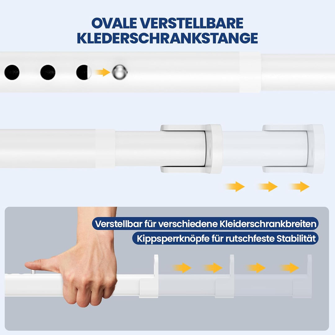Mavivegue Kleiderstange Schrank, 42-100cm Oval Kleiderstange Ausziehbar | Kleiderstange Wandmontage