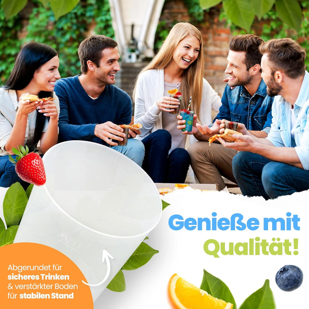 30 Cocktailbecher | Wiederverwendbare Trinkbecher 0,3L | Bruchsicher | Spülmaschinenfest | Partybech