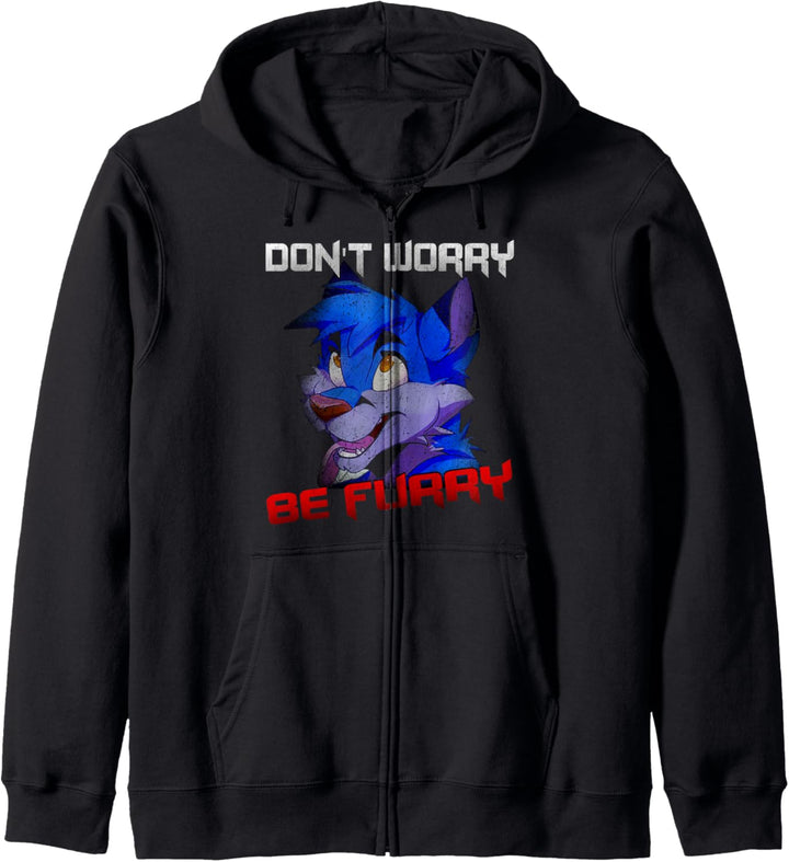 Furry Fandom - Dont Worry Be Furry Funny Wolf Kapuzenjacke