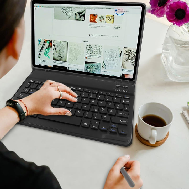 Tastatur Hülle für Samsung Tab S9 FE 10.9 Zoll/Tab S9 11 Zoll 2023 Tablet, Schutzhülle mit Pencil Ha