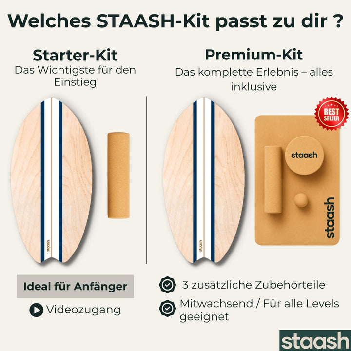 STAASH® Balance Board – Komplettes Set für Gleichgewicht & Training – Brett, Rolle & Zubehör (Halbku