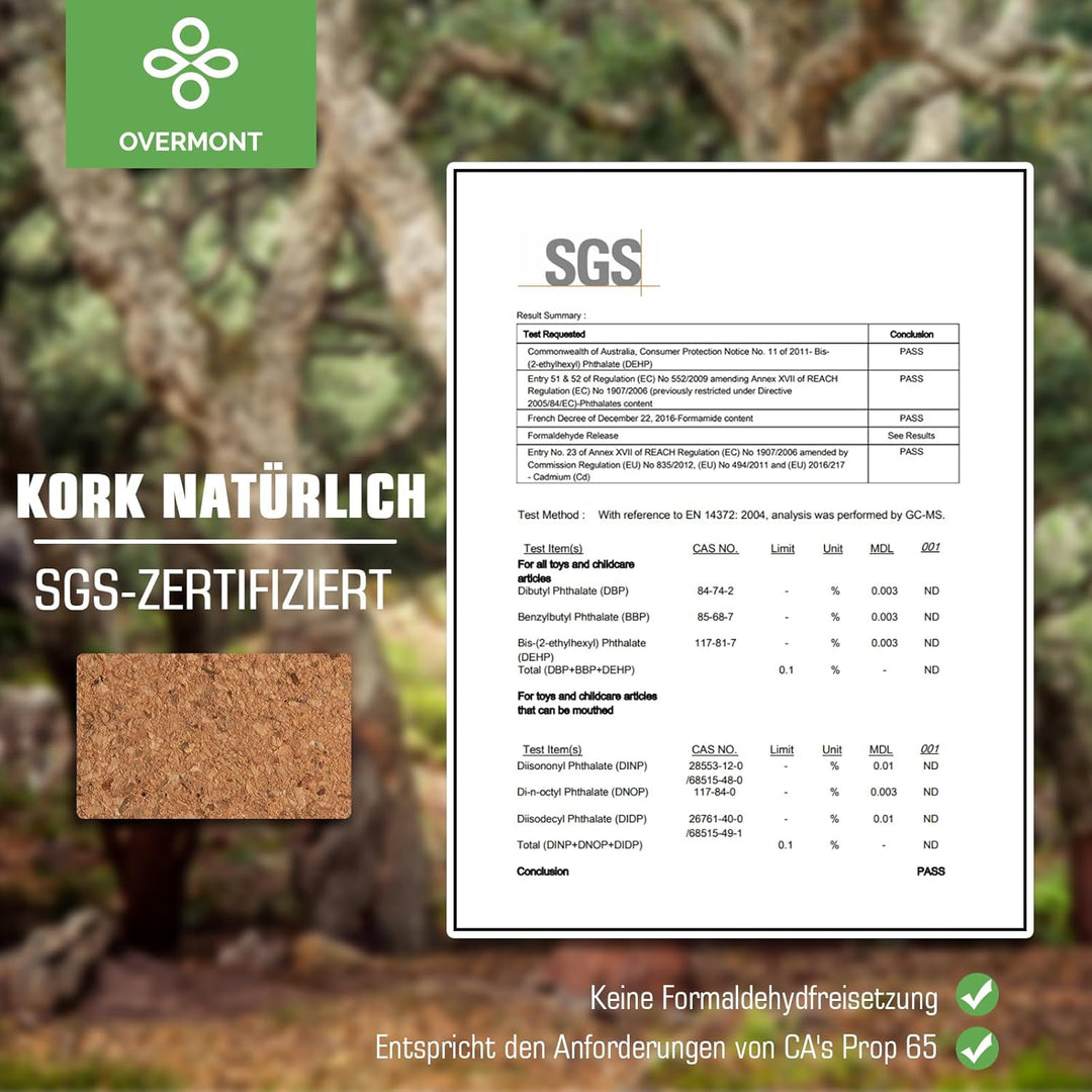 Overmont Yogablöcke Kork 2er Set Yogaklotz - Yoga Block mit Yoga Gurt - Korkblock für Fitness Pilate