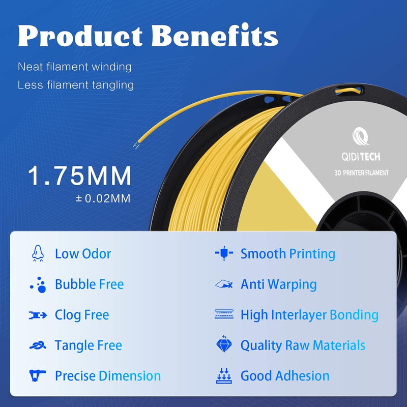 QIDI TECH ABS Rapido Filament 1.75mm, 3D Drucker Filament ABS 1kg Spule (2.2lbs), geeignet für Hochg