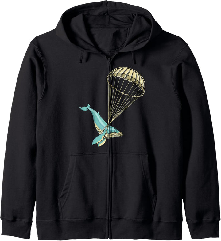 Blue Whale Parachute Illustration Kapuzenjacke