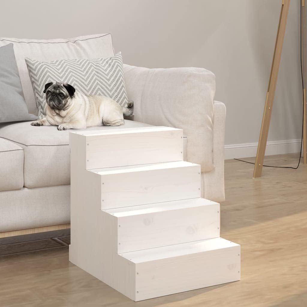 vidaXL Haustiertreppe, Hundetreppe mit Holzrahmen, Katzentreppe mit 3 Stufen, Aufstiegshilfe Treppe