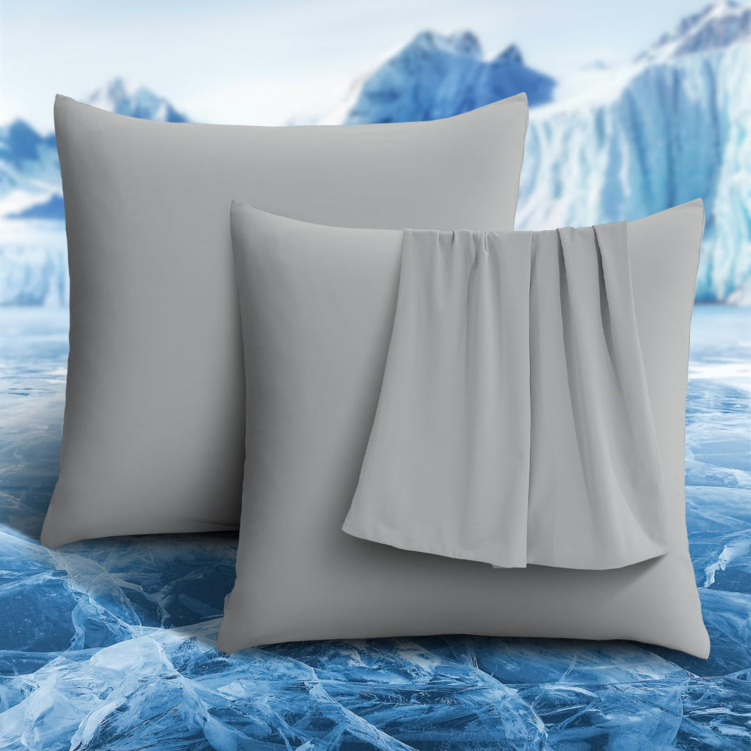 Luxear kühlender Kissenbezug 2er Set, Kopfkissenbezug elastisch mit Arc-Chill Kühlfasern atmungsakti