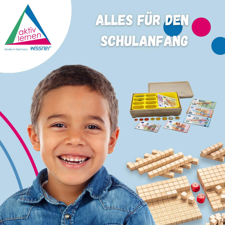 WISSNER® RE-Plastic Euro Spielgeld in Einer RE-Wood Box (290 Teile)