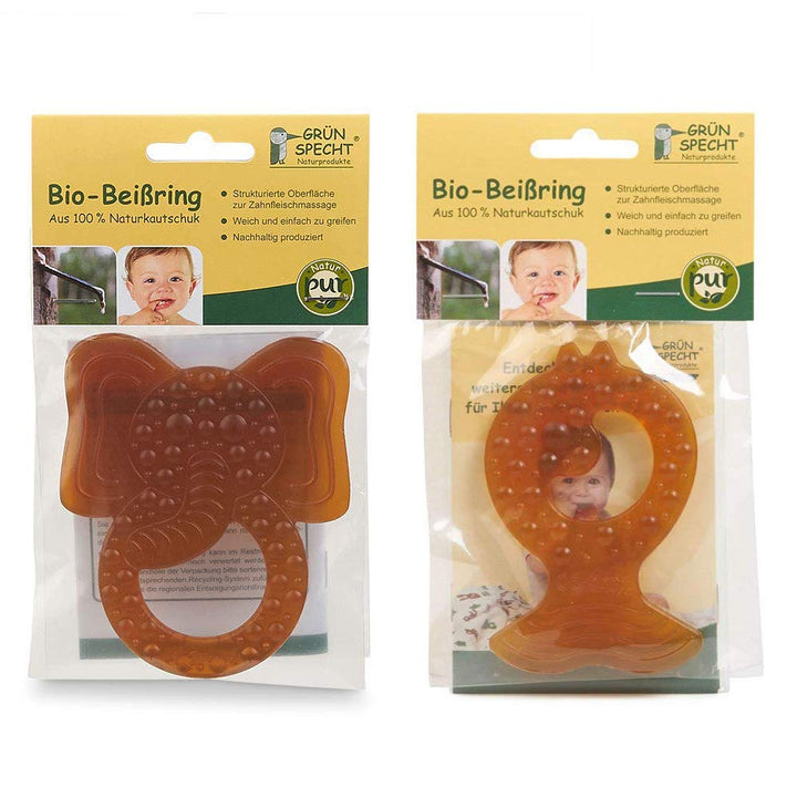 Beissring aus Naturkautschuk Doppelpack // 2er Set,ohne Schadstoffen, Silikonen und chemischen Weich