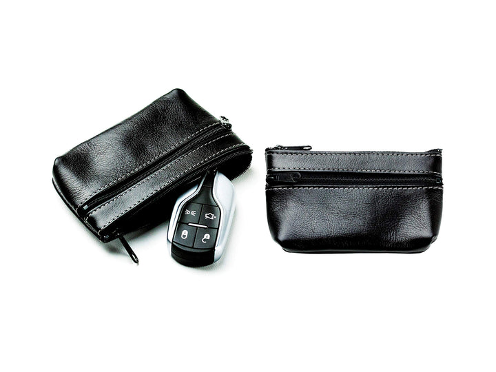 DELMON VARONE - Personalisierbares Schlüsseletui aus Premium Vintage Leder Anilin schwarz, Schlüssel