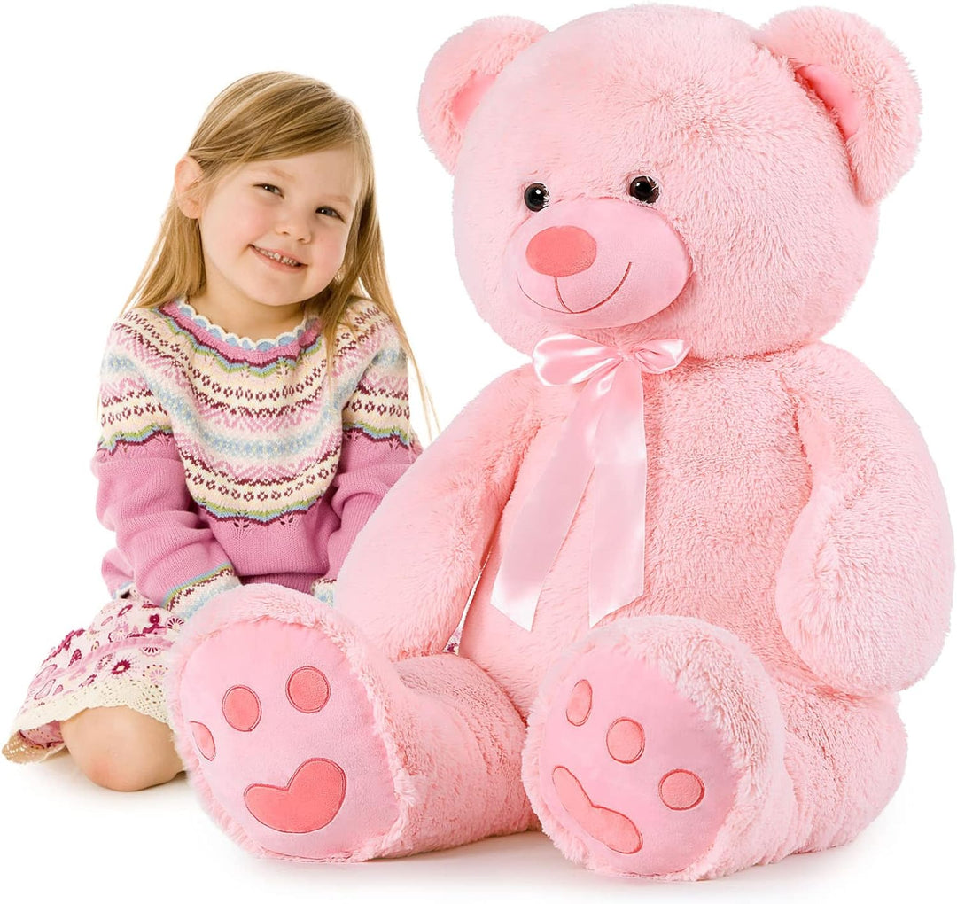 MorisMos Rosa Teddybär gross, 1.2m Riesen Teddy Kuscheltier XXL, Flauschiger Teddy Bär Stofftier Plü