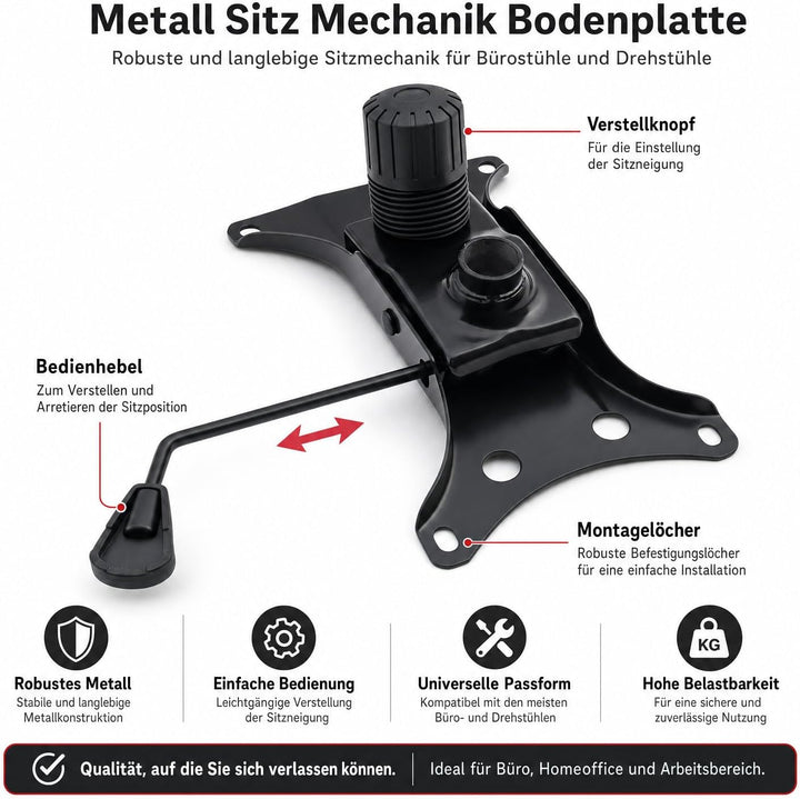 Metall Sitz Mechanik Bodenplatte Platte Sitzmechanik Wippfunktion HöHenverstellung FüR BüRostuhl Loc