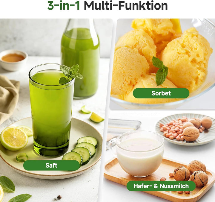 AMZCHEF Entsafter Slow Juicer 155mm XXL Einfüllöffnung - 2,5L Saftpresse Elektrisch für ganzes Obst