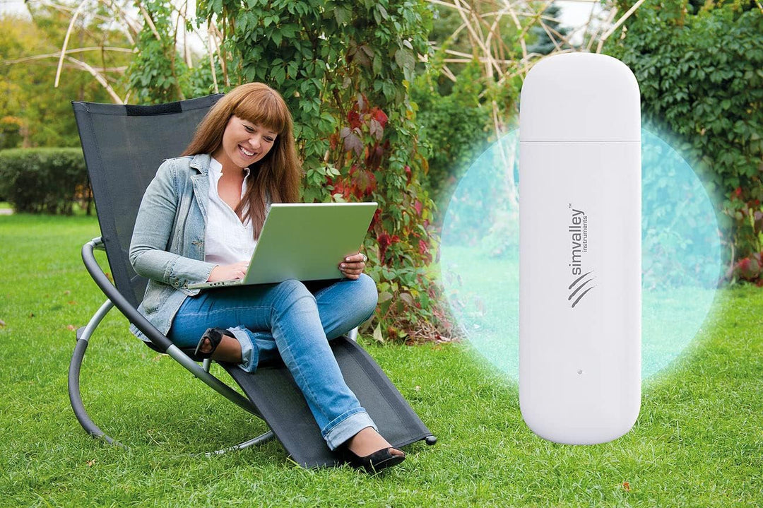 simvalley MOBILE LTE Stick: 4G/LTE-Surfstick, bis 150 Mbit/s, für bis zu 8 Nutzer, App-Verwaltung (W