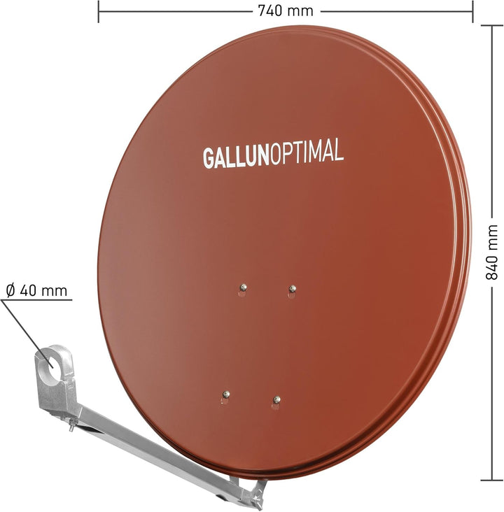 GALLUN 80cm De-Luxe ALU Parabolantenne rot Alu Deluxe Ziegelrot, Alu Deluxe Ziegelrot