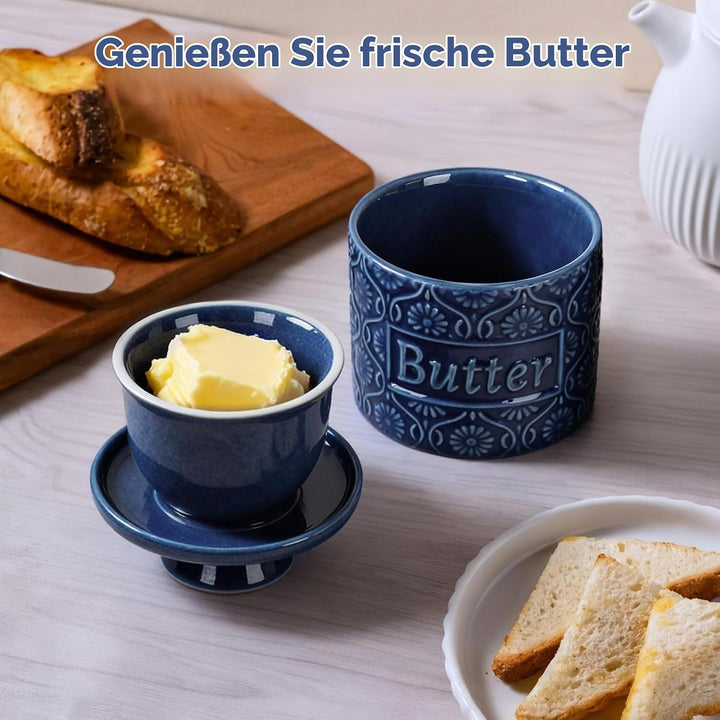 Keramik Butterdose, französische Butterdose, keramische butterglocke mit Deckel, butterdose wasserge