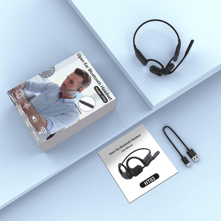 Bluetooth Headset mit Mikrofon Stummschalttaste, Multipoint-Verbindung, 29g Schwarz, Schwarz