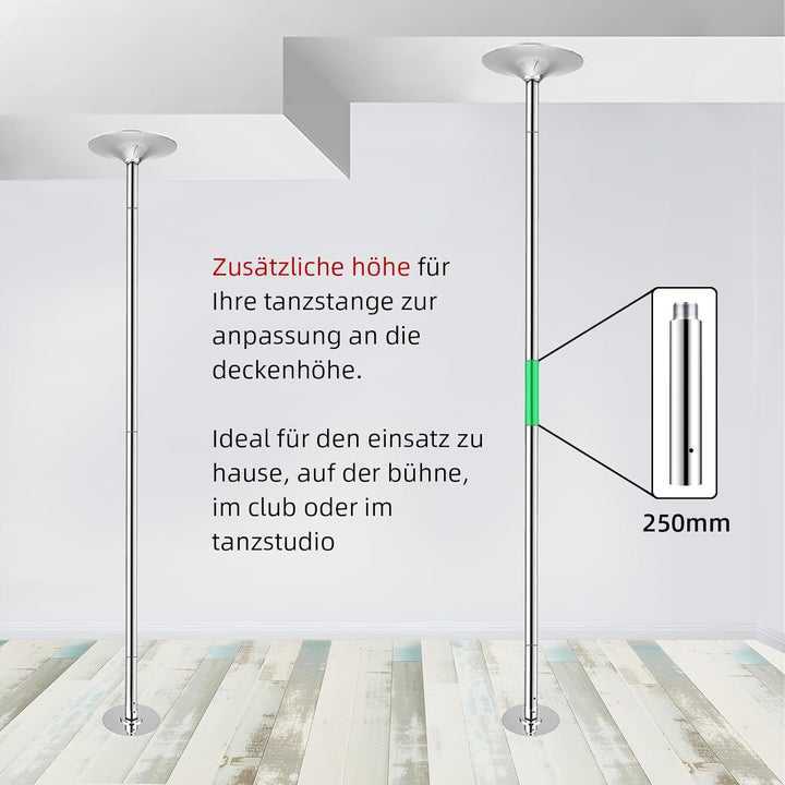 PRIOR FITNESS Pole Dance 250mm Extension Tube, Accessories… Silber, Silber